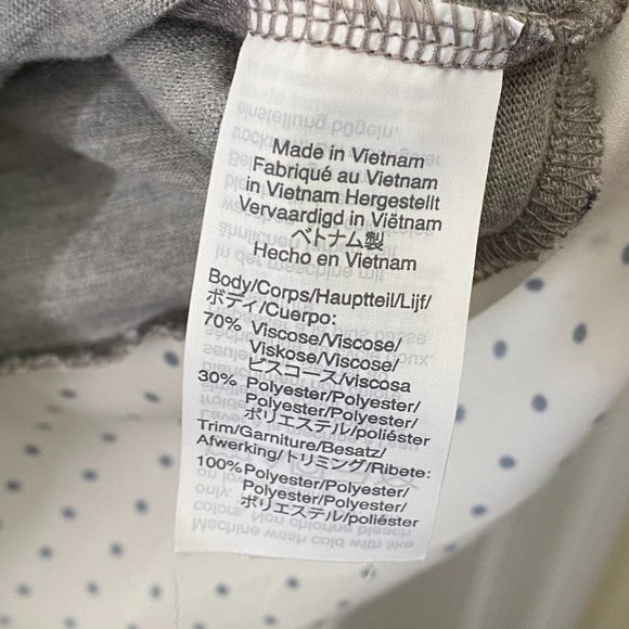 J. Crew Women's V neck Tank Top Gray Knit, Black and White Polka Dot Trim Size M - Picture 5 of 6